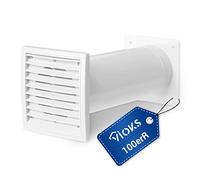 VIOKS Système de raccordement mural rond extensible avec tube télescopique et clapet anti-retour 100 mm Caisson mural pour séchoirs à air 100er Système de conduit d'air