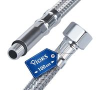 VIOKS Tuyau blindé 3/8" ÜM x M10 x 100 cm - Rallonge de robinet et tuyau de robinet en acier inoxydable - Tuyau de douche de 1 m - Rallonge d'alimentation en eau