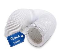 VIOKS Tuyau de climatisation 125 mm 6 m blanc en PVC - Tuyau d'évacuation d'air pour sèche-linge, tuyau d'évacuation d'air - Tuyau d'évacuation d'air - Tuyau d'évacuation d'air pour hotte aspirante