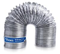 VIOKS Tuyau d'évacuation d'air 1 m 125 mm - Aluminium - Argenté - Tuyau pour sèche-linge, climatiseur, hotte aspirante - 1 pièce