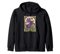 Viola Février Anniversaire Fleurs Style Art Nouveau Sweat à Capuche