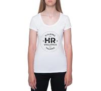 Violation des RH en Marchant Conversation T-Shirt À Manches Courtes À Col Rond Blanc pour Femme T-Shirt Short Sleeve White Crewneck Tee for Women