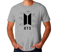 violent BTS Bangtan Boys Signatures Autograph Men's T-Shirt Heather Grey T-Shirts à Manches Courtes(3X-Large)
