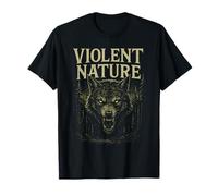 Violent Nature Forest Apparel Angry Wolf Gothic Dessin à l'encre T-Shirt