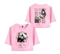 Violent Vira 2025 Tour MerchT-Shirt pour femmes et filles Midriff manches courtes vêtements d'été gilet Y2K Tee, rose, L