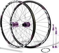 Violet,24inch,Jeu De Roues De Vélo De Montagne À Disque 24/26/27,5/29 Pouces avec Moyeux 32H Et Blocage Rapide pour Cassette 7 8 9 10 11 12 Vitesses, Jantes Avant Et Arrière