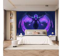 Violet Ailes Anime Femme Papiers peints, 3D Style Science Fiction Salon Wallpaper, Mat épaissi Photo Murale, Chambre Intissé Papier Peint Photo, Mur de fond TV lmage Muraux Poster 450 x 315 CM