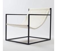 violet art home Fauteuil d'appoint moderne de luxe en boucle avec cadre en métal - Fauteuil minimaliste confortable - Style hamac relaxant (blanc)