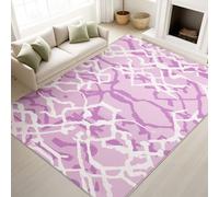 Violet Blanc Tapis Vintage Romantique Raffiné Traditionnel Exotique À Poils Courts Géométrique - Tapis Doux Moelleux 120 x 160 cm, Antidérapant Salle de séjour Chambre Moquette, Ne Perd Pas Ses Poils