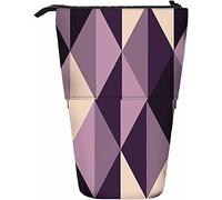 Violet Diamonds Télescopique Crayon Papeterie Trousse Stylos Boîte De Rangement avec Fermeture Éclair pour Femmes Hommes Garçons Filles En Forme De Losange Géométrique Diagonale Violet Lilas À Carrea