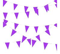 Violet Drapeaux Triangle Banniere Bunting de Partie Guirlande Fanion Tissu Pennant Banderole Coloré pour Fête Anniversaire Mariage Noel Cérémonies Jardin Intérieur Extérieur Décoration-10M
