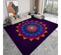 Violet Foncé Tapis Lavable, Charmant Délicat Floral Mandala Coloré Réducteur de Bruit Facile à Nettoyer Paillasson - Antidérapant Imprimé Tapis 160 x 230 cm pour Salon Chambre Bureau