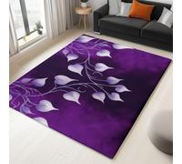 Violet foncé Tapis Salon Médiéval Aquarelle Fantaisie Feuille Modèle 80 x 120 cm Lavable en Machine Super Doux et Antidérapant Tapis Décoratif Salon Doux Poil Court pour Chambre Adulte, Salle à Manger