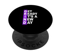 Violet Get Ready It's A New Day - Grind Purple Graphic PopSockets PopGrip Adhésif
