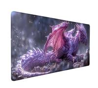 Violet Grand Tapis de Souris 900 x 300 mm, Étanche Tapis de Souris Gamer Dragon Mouse Pad Base en Caoutchouc Antidérapant Surface Mousepad Bords Cousus Accessoire Bureau pour Gamer, Bureau -ly2505HG