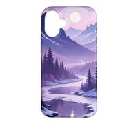 Violet Hiver Montagne Lune Paysage Dreamy Nature Coque pour iPhone 16