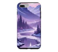Violet Hiver Montagne Lune Paysage Dreamy Nature Coque pour iPhone 7 Plus/8 Plus