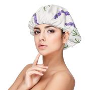 Violet Lavande Floral Blanc,Bonnet de nuit en satin pour adulte - Bonnet de nuit élastique pour femme, couvre-cheveux de nuit