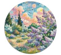 Violet Lilac 1000 Pièces Puzzles Classiques Jouets Éducatifs Jeu D'Intelligence Plante Puzzle Circulaire Puzzle Difficile Impossible pour Enfants Décompression Et Cadeau 1000pcs (67.5x67.5cm)