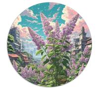 Violet Lilac 1000 Pièces Puzzles Classiques Jouets Éducatifs Jeu D'Intelligence Plante Puzzle Rond Puzzle Familial Pression Réduite pour Enfants Cadeau 1000pcs (67.5x67.5cm)