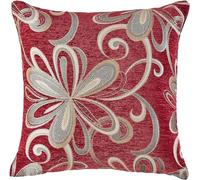 Violet Linen Chenille Chateau Vintage Floral Design Housse de Coussin Décorative, Bordeaux, 45,7 x 45,7 cm