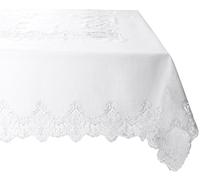 Violet Linen Nappe rectangulaire brodée impériale Vintage en Dentelle Blanche 177,8 x 266,7 cm