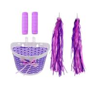Violet - Panier Avant De Vélo Étanche Et Durable, Avec Poignées De Guidon Et Pompons, Accessoires De Cyclisme Pour Enfants