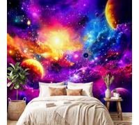 Violet Panoramique Murale Art de Féerique Nébuleuse | Papier Peint Panoramique Mural Impression Sci-Fi Romantique Espace 300 x 210 cm pour Salon Chambre Enfant Décoration