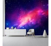 Violet Papier Peint Panoramique - Illustration Mystérieuse D'Un Ciel Étoilé Décoration Murale Tapisserie Murales Papier Peint Intissé Pour Chambre Salon - Poster Tableaux Photo Muraux, 200 X 140 Cm