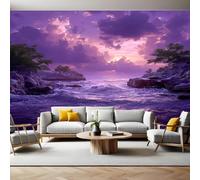 Violet Papier Peint Panoramique océans et rivières 3D Trompe L'oeil Moderne Papier Peint 250 x 175 cm Grandes Murales Poster pour Salon, Adulte Chambre d'enfants, Étude Décor