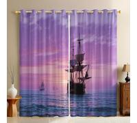 Violet Rideaux Occultants Un Vieux voilier 2 Pièces Isolants Thermiques et Phoniques avec Œillets pour Chambre Adulte ou Enfant Intérieur Maison 117L X 183H cm