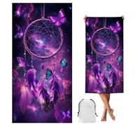 Violet Serviette de Plage XXL 75x150cm avec Poches,Attrape-rêves Serviette Microfibre,Anti Sable,Séchage Rapide,Portable Drap de Plage pour Voyages,Sport,Piscine Saunas,Homme Femme Beach Towel,yj-699