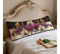 Violet Taie d'oreiller 40x145 Beige Taie Oreiller Rectangulaire Traversin 145 cm Double Face Impression Housse Coussin, Doux et Respirant Velour Pillow Case pour Lit Canapé Taies D'oreillers 0p-263
