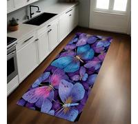 Violet Tapis de Cuisine Motif Papillon 50 x 80 cm Antidérapant Résistant Lavable Tapis de Passage Couloir Buanderie Salle de Bain