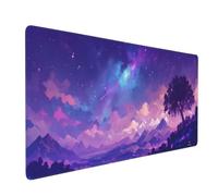 Violet Tapis de Souris Gaming 900x500x3mm, Grand Tapis de Souris Gamer Bureau Ciel Étoilé Bords Surpiqués Précision Vitesse Base Caoutchouc Imperméable Antidérapante pour Bureau, Études,Gaming 0E-990