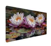 Violet Tapis de Souris XXL 100x50cm, Tapis Souris Lotus sous Main Bureau avec 3MM Bords Cousus, Imperméable Mouse Pad Base en Caoutchouc Antidérapant Surface pour Gamer, PC, Cadeau -bby2509TD