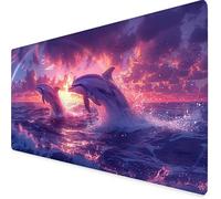 Violet Tapis de Souris XXL 60x30cm, Tapis Souris Dauphin sous Main Bureau avec 3MM Bords Cousus, Imperméable Mouse Pad Base en Caoutchouc Antidérapant Surface pour Gamer, PC, Cadeau -yym2509TA