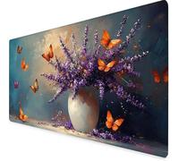 Violet Tapis de Souris XXL 800 x 400 mm, Tapis Souris Lavande sous Main Bureau avec 3MM Bords Cousus, Imperméable Mouse Pad Base en Caoutchouc Antidérapant Surface pour Gamer, PC, Cadeau -yym2509S5