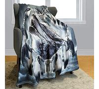 Violetpos 150 x 200 cm - Couverture en flanelle douce - Couverture polaire douce - Jeté de lit - Âme de loup en forme de cœur - Attrape-rêves