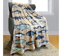 Violetpos 150 x 200 cm - Flanelle douce - Couverture polaire douce - Motif poisson