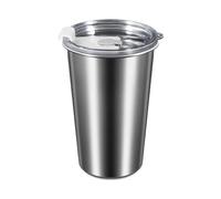 Violiica Bouteille d'eau isotherme en acier inoxydable de 400 ml avec couvercle à paille, tasse isotherme anti-fuite pour voyage en plein air et commutation, argenté