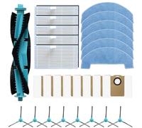 Violiica Ensemble de pièces de rechange pour aspirateur robot Ultenic T20 Pro, T10 Lite, Honor S3, S3 Plus, R3, R3 Plus, avec filtres à brosse principale, chiffons, sacs à poussière, brosses latérales