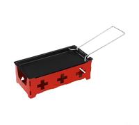 Violiica Ensemble de raclette à fromage portable avec plaque de cuisson antiadhésive et poignée en bois, outil de cuisson en carbone pour faire fondre le fromage, rouge