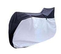 Violiica Housse de vélo d'extérieur imperméable avec trou de verrouillage, protection UV, soleil, pluie, poussière, vent, pour vélo électrique de route, montagne, noir moyen avec argent, taille L (190