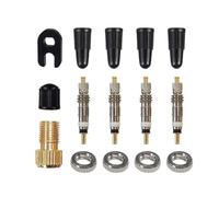 Violiica Kit de 15 pièces de valve Presta pour vélo - Noyaux de valve en cuivre, extensions de tige, adaptateur et outil de retrait avec œillets et capuchons