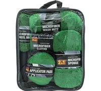 Violiica Kit de nettoyage de voiture 9 pièces avec gant de lavage en microfibre, tampons de polissage, brosse à pneus et brosse intérieure pour voiture