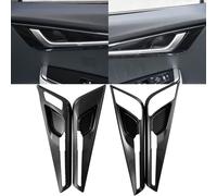 Violiica Lot de 2 garnitures de poignée de porte en fibre de carbone noire pour Kia EV6 2022-2023, protection intérieure en plastique résistant aux rayures et aux traces de doigts, design étanche