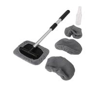 Violiica Lot de 5 brosses de lavage de voiture avec manche télescopique et flacon pulvérisateur pour voiture, fenêtre, verre, gris