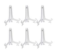 Violiica Lot de 6 supports d'assiette décoratifs en plastique - Largeur réglable - Pliable - Pour œuvres d'art, plats, bols, gâteaux, cartes, cadres photo