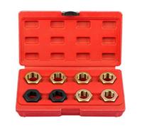 Violiica Lot de 8 outils de refiletage de broche d'essieu métrique avec étui pour réparation de filetage sur tailles M20, M22, M24, 3/4" et 13/16"